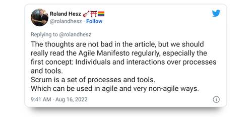 Roland Hesz tweet on agile newsletter